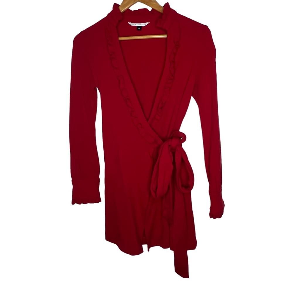 DVF red wrap sweater long sleeve women’s size 8